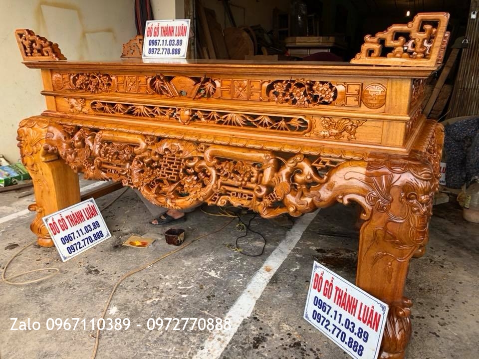 Sập Thờ Gỗ Gụ Ngũ Phúc Kim Tiền. Khách Thanh Oai Hà Nội: