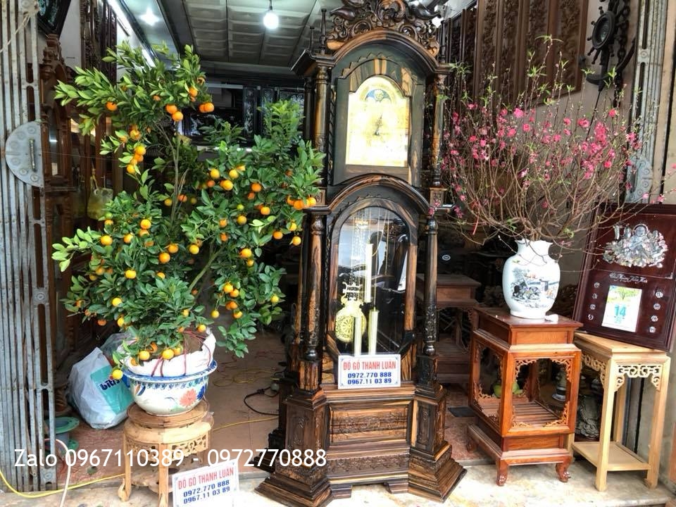Bộ Ghế Minh Nghê Gỗ Mun Cột 12 Và Đồng Hồ Tứ Trụ. Chị Liên Hải Phòng,