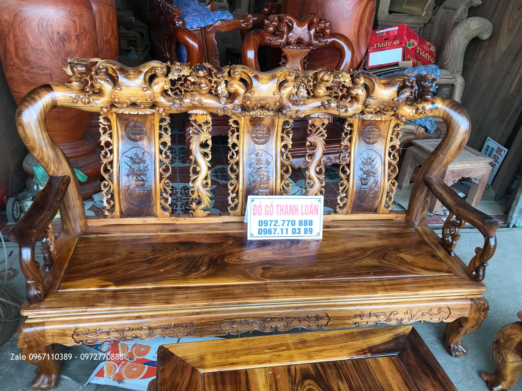 Bộ Ghế Gụ Ta Quảng Bình Cột 10 Gồm 10 Món, Bác Bùi Minh Mạ -Thạch Thành, Thanh Hoá,