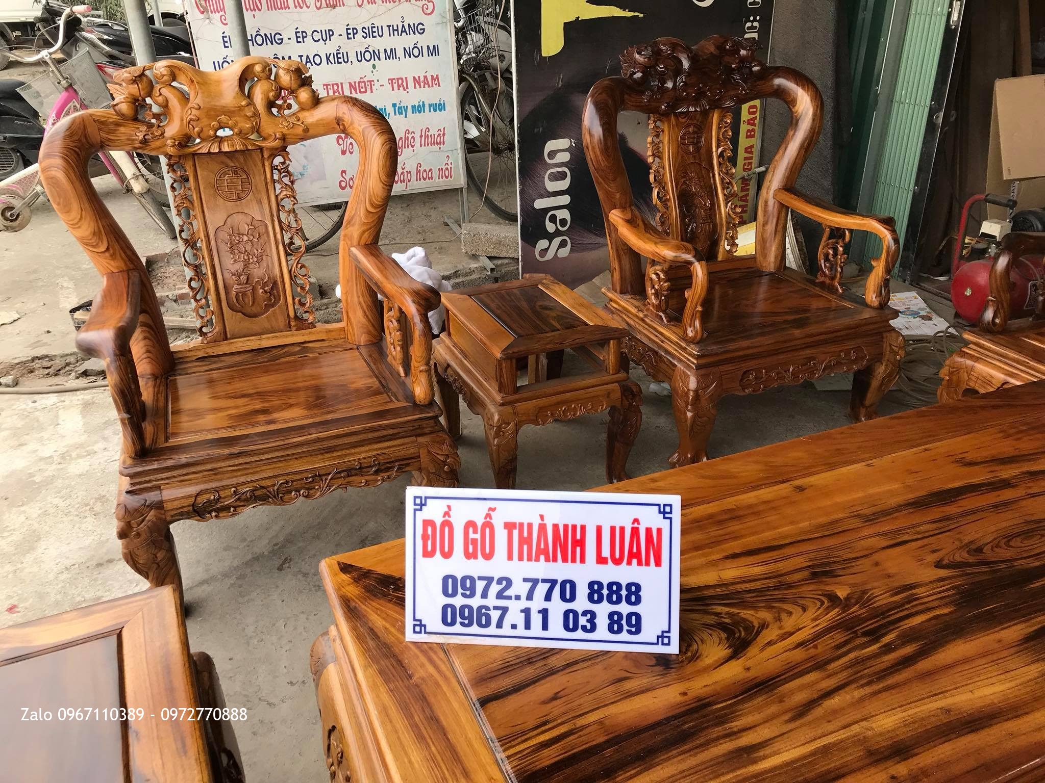 Bộ Ghế Gụ Ta Quảng Bình Cột 10 Gồm 10 Món, Bác Bùi Minh Mạ -Thạch Thành, Thanh Hoá,