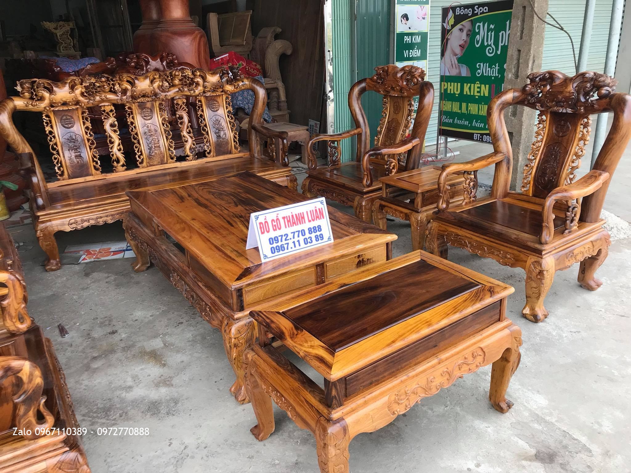 Bộ Ghế Gụ Ta Quảng Bình Cột 10 Gồm 10 Món, Bác Bùi Minh Mạ -Thạch Thành, Thanh Hoá.