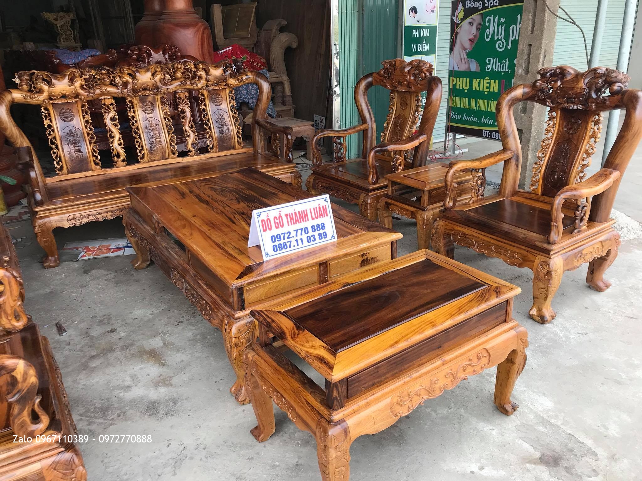 Bộ Ghế Gụ Ta Quảng Bình Cột 10 Gồm 10 Món, Bác Bùi Minh Mạ -Thạch Thành, Thanh Hoá.