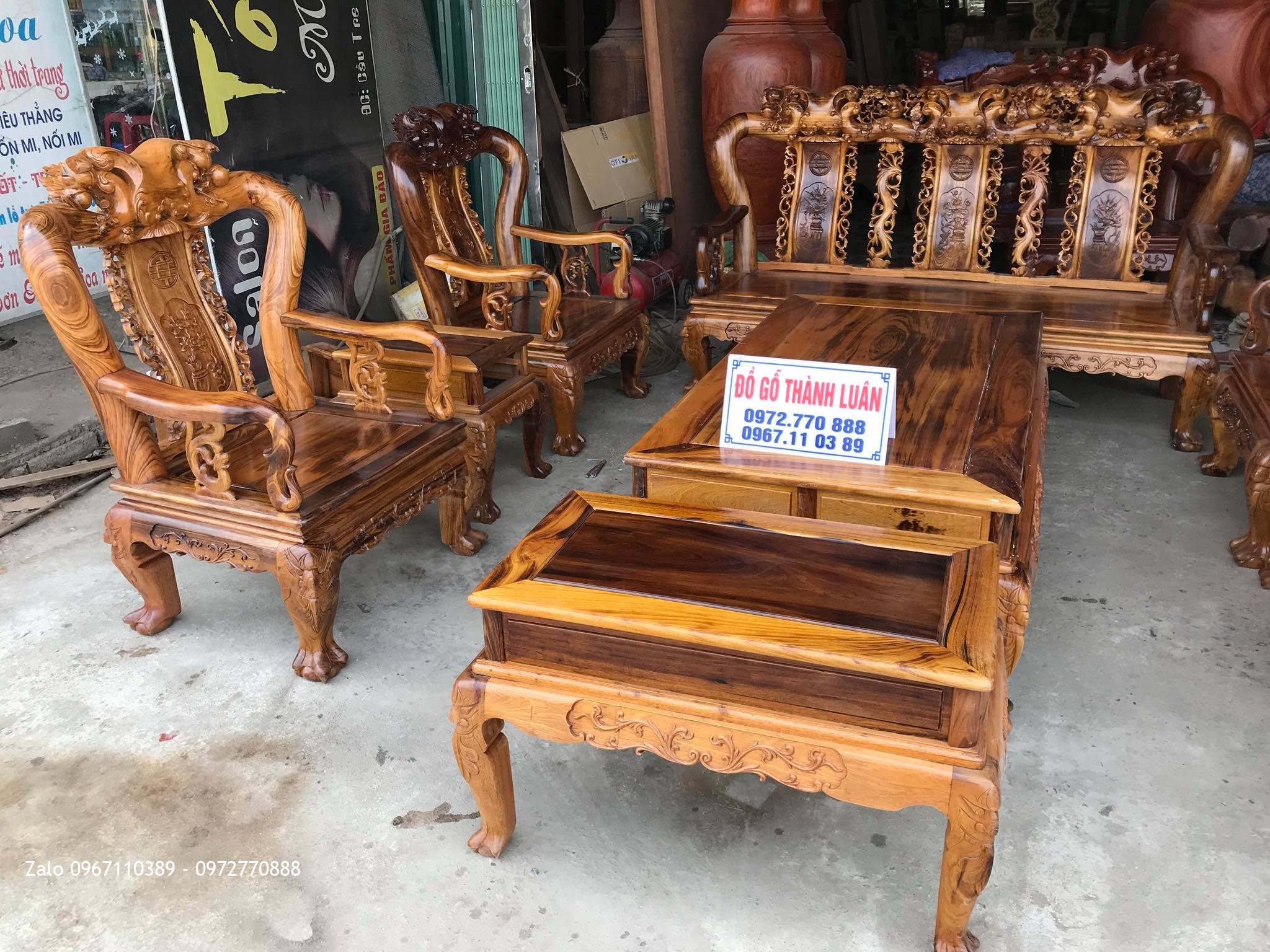 Bộ Ghế Gụ Ta Quảng Bình Cột 10 Gồm 10 Món, Bác Bùi Minh Mạ -Thạch Thành, Thanh Hoá.