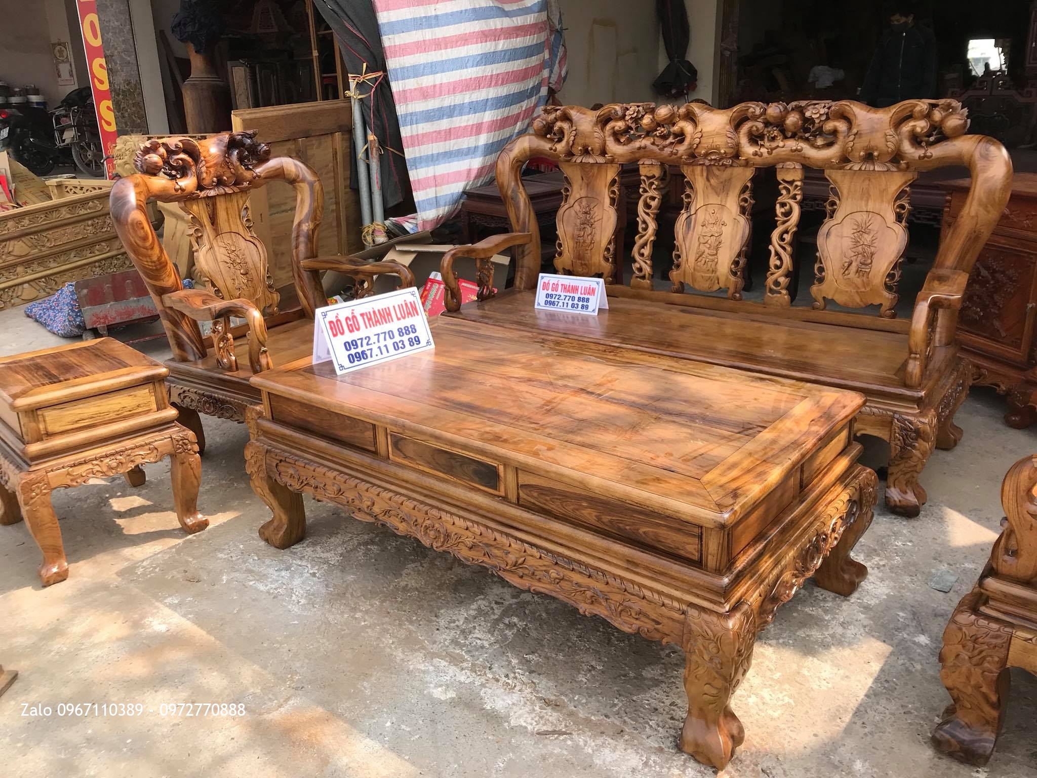 Bộ Ghế Gụ Ta Quảng Bình Cột 10 Gồm 10 Món, Bác Bùi Minh Mạ -Thạch Thành, Thanh Hoá.