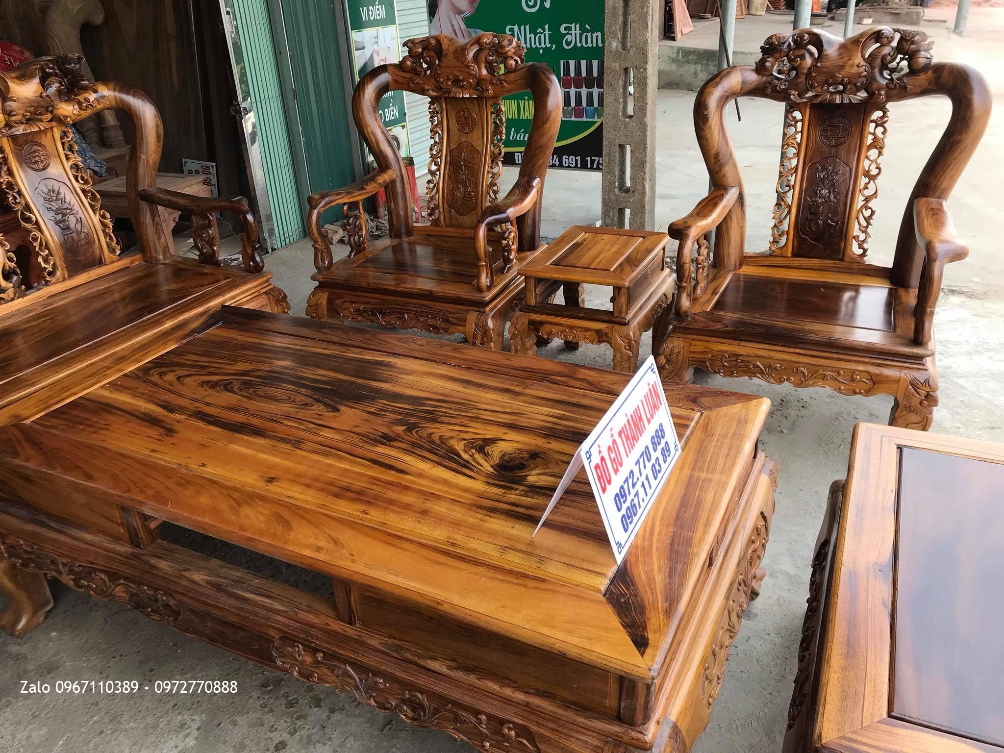 Bộ Ghế Gụ Ta Quảng Bình Cột 10 Gồm 10 Món, Bác Bùi Minh Mạ -Thạch Thành, Thanh Hoá: