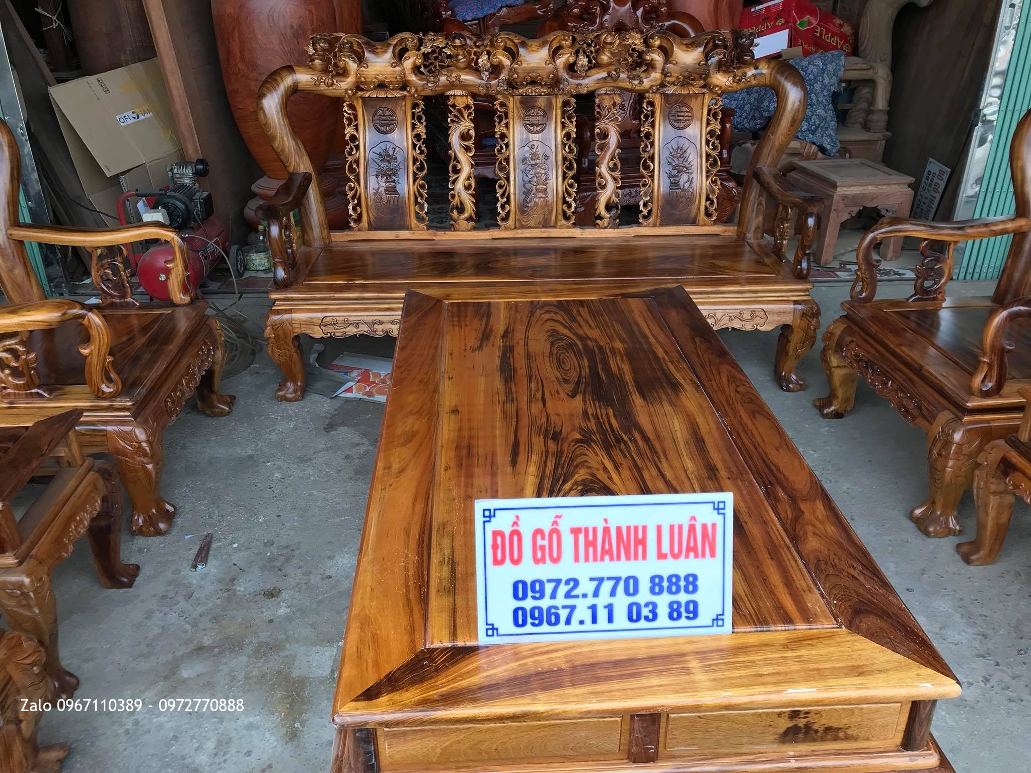 Bộ Ghế Gụ Ta Quảng Bình Cột 10 Gồm 10 Món, Bác Bùi Minh Mạ -Thạch Thành, Thanh Hoá: