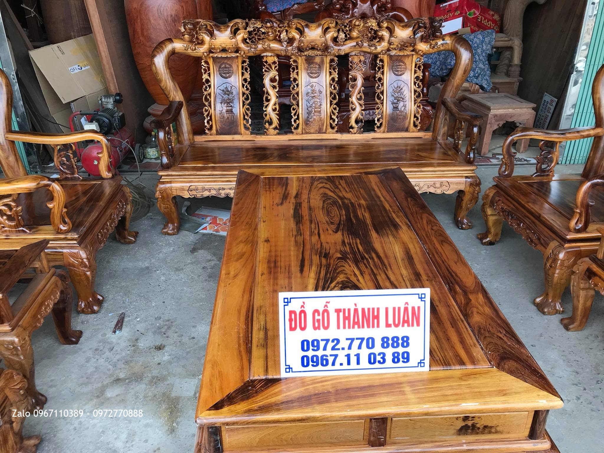 Bộ Ghế Gụ Ta Quảng Bình Cột 10 Gồm 10 Món, Bác Bùi Minh Mạ -Thạch Thành, Thanh Hoá: