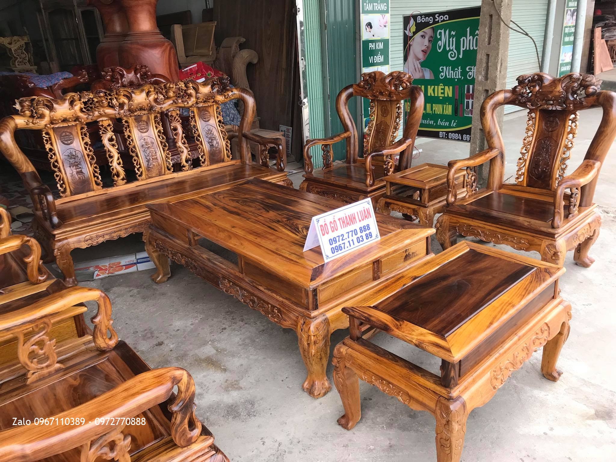 Bộ Ghế Gụ Ta Quảng Bình Cột 10 Gồm 10 Món, Bác Bùi Minh Mạ -Thạch Thành, Thanh Hoá: