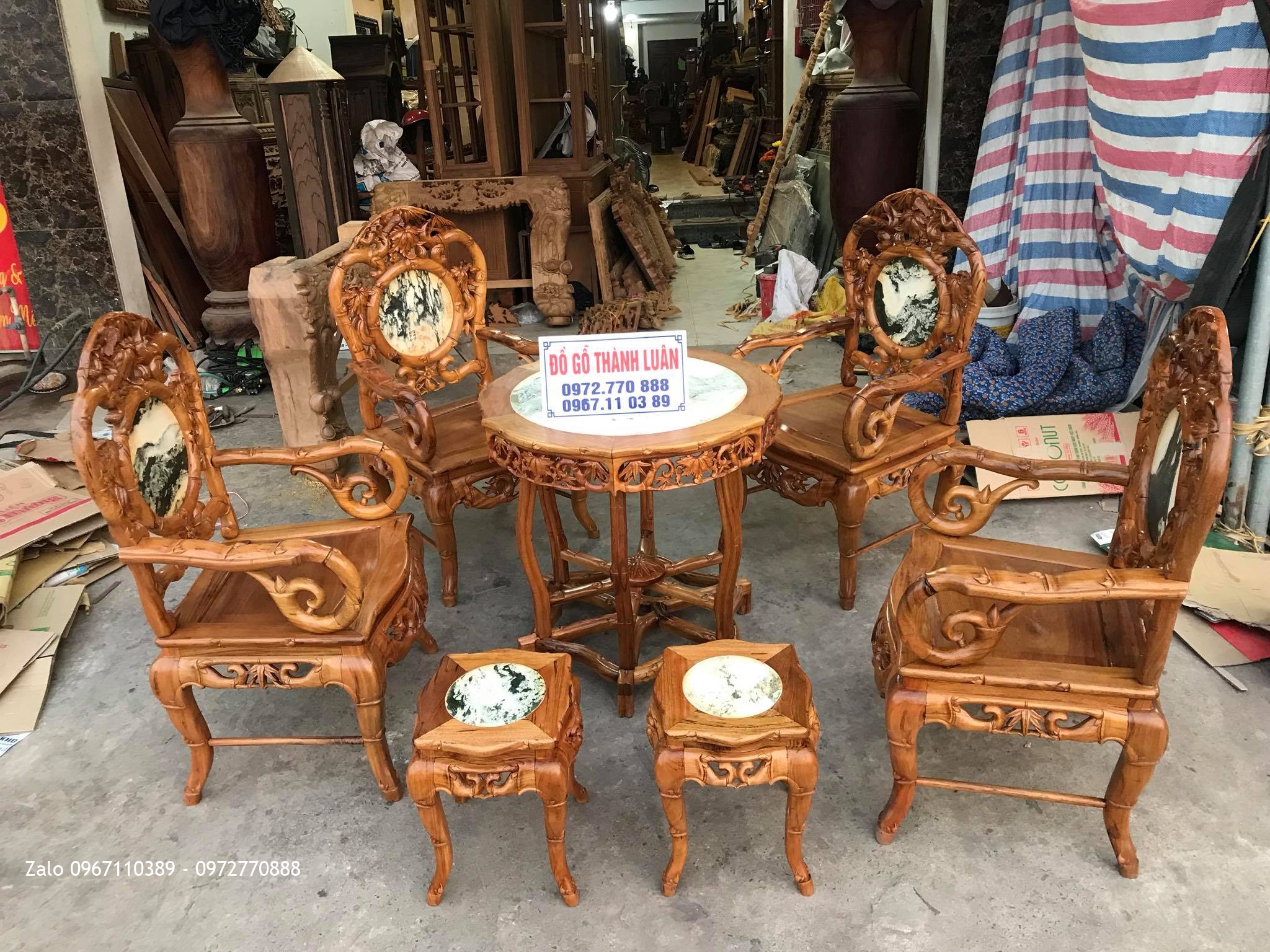 Bộ Ghế Trúc Nam Gỗ Gụ Ta Quảng Bình 7 Món, Khách Lĩnh Nam HN