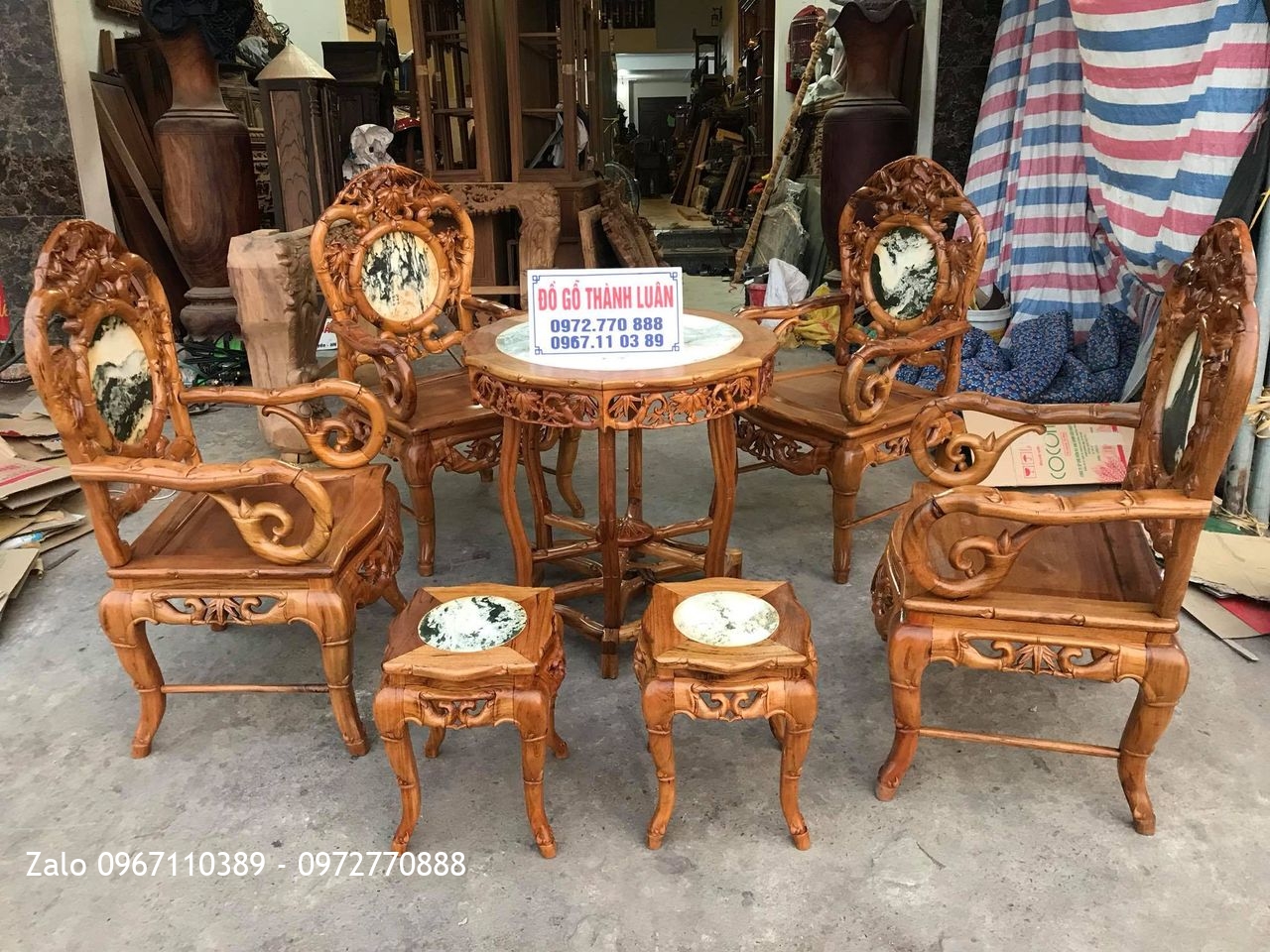 Bộ Ghế Trúc Nam Gỗ Gụ Ta Quảng Bình 7 Món. Khách Lĩnh Nam HN