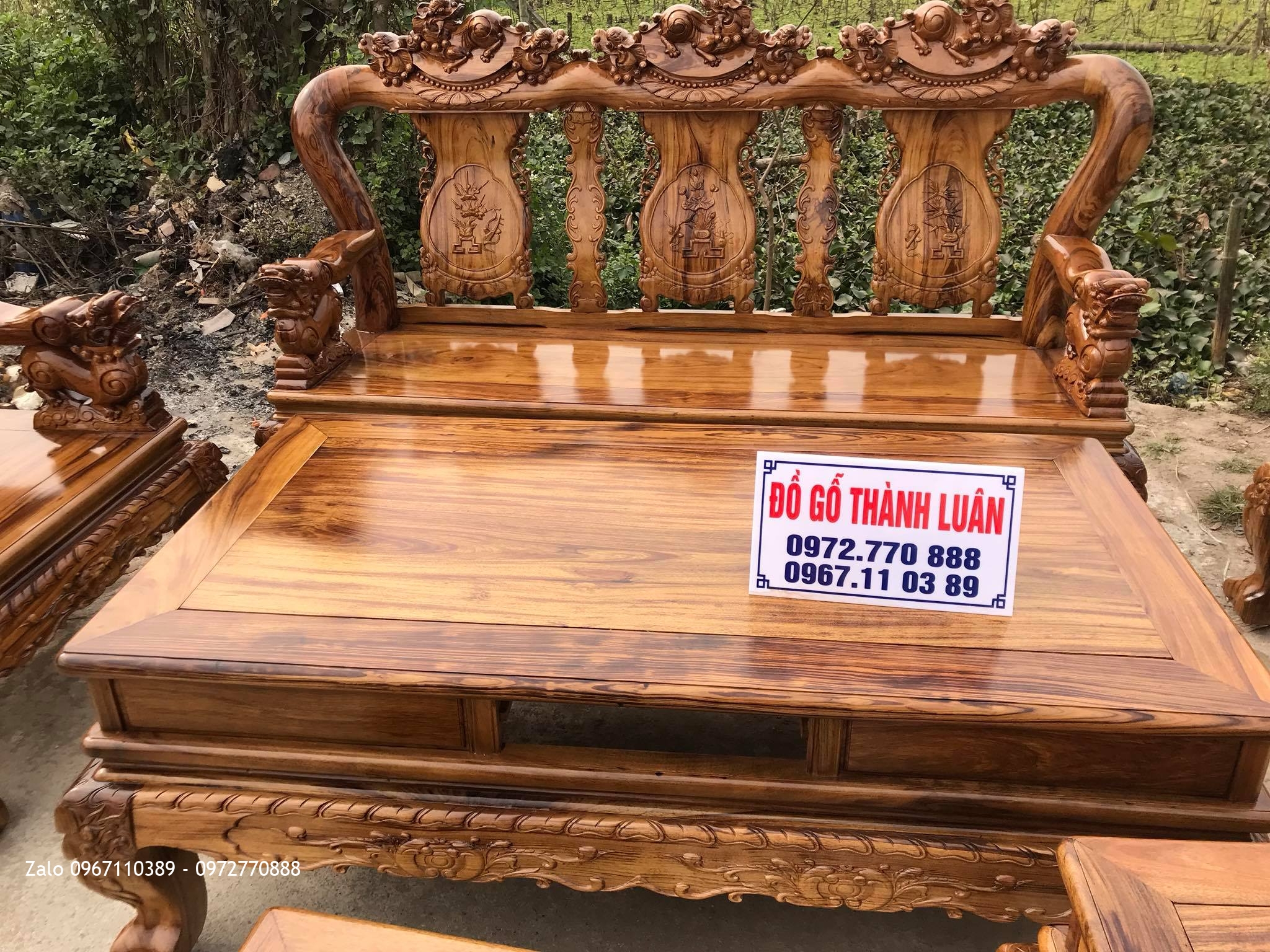 Bộ Ghế Minh Nghê Gỗ Gụ Ta Quảng Bình Cột 12 VÍP. Khách Gò Vấp, TPHCM