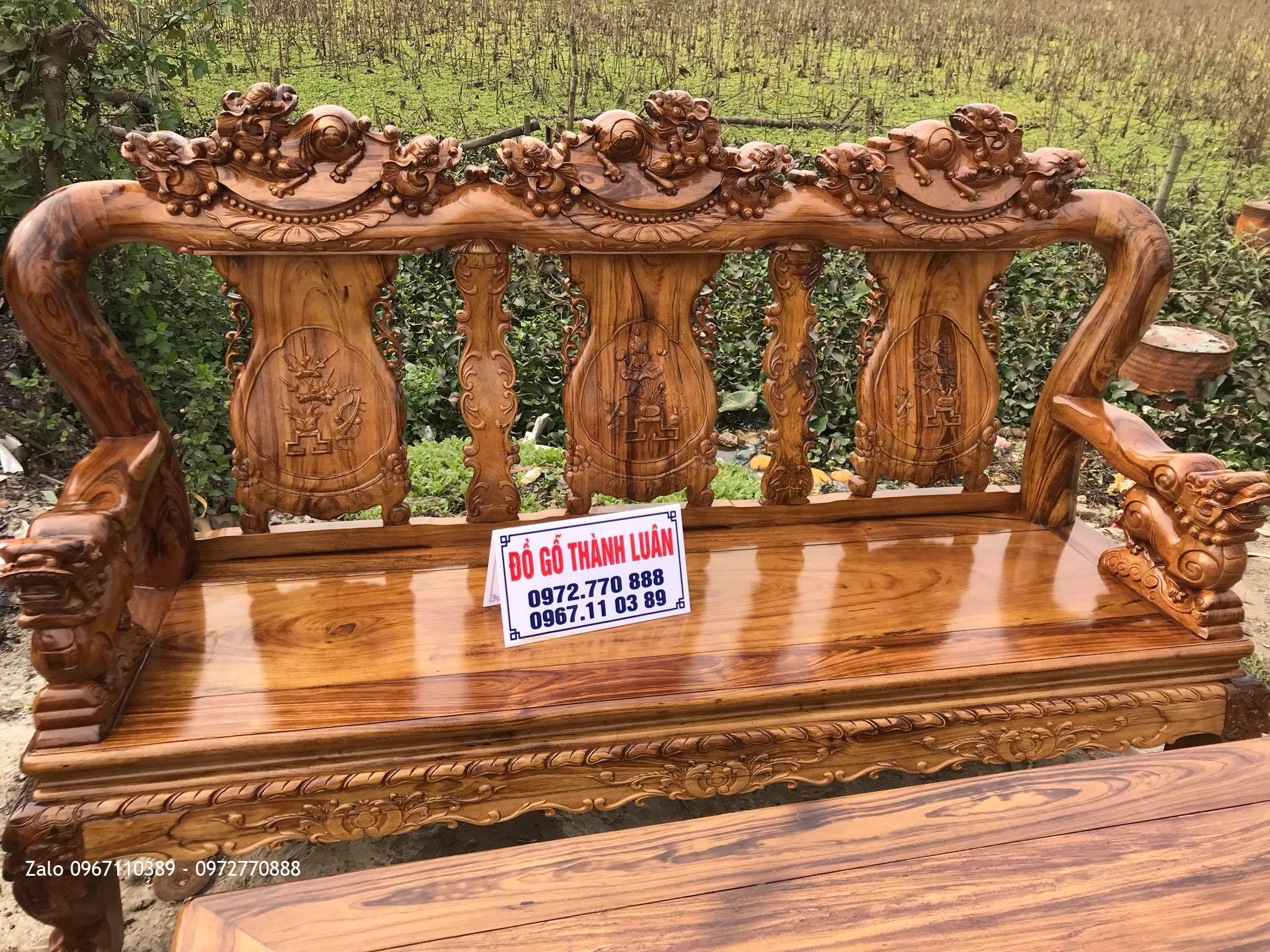 Bộ Ghế Minh Nghê Gỗ Gụ Ta Quảng Bình Cột 12 VÍP. Khách Gò Vấp, TPHCM.