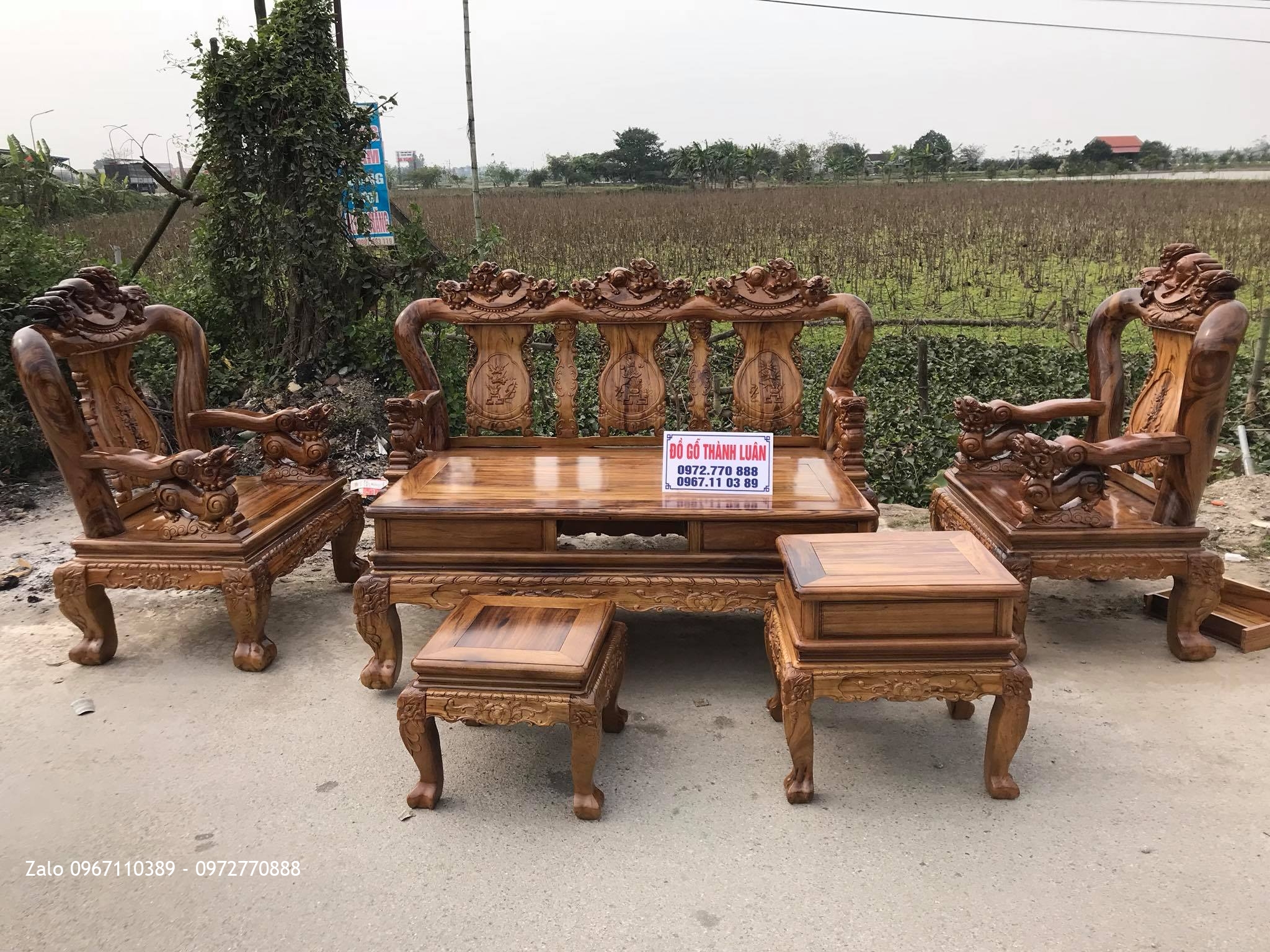 Bộ Ghế Minh Nghê Gỗ Gụ Ta Quảng Bình Cột 12 VÍP. Khách Gò Vấp, TPHCM