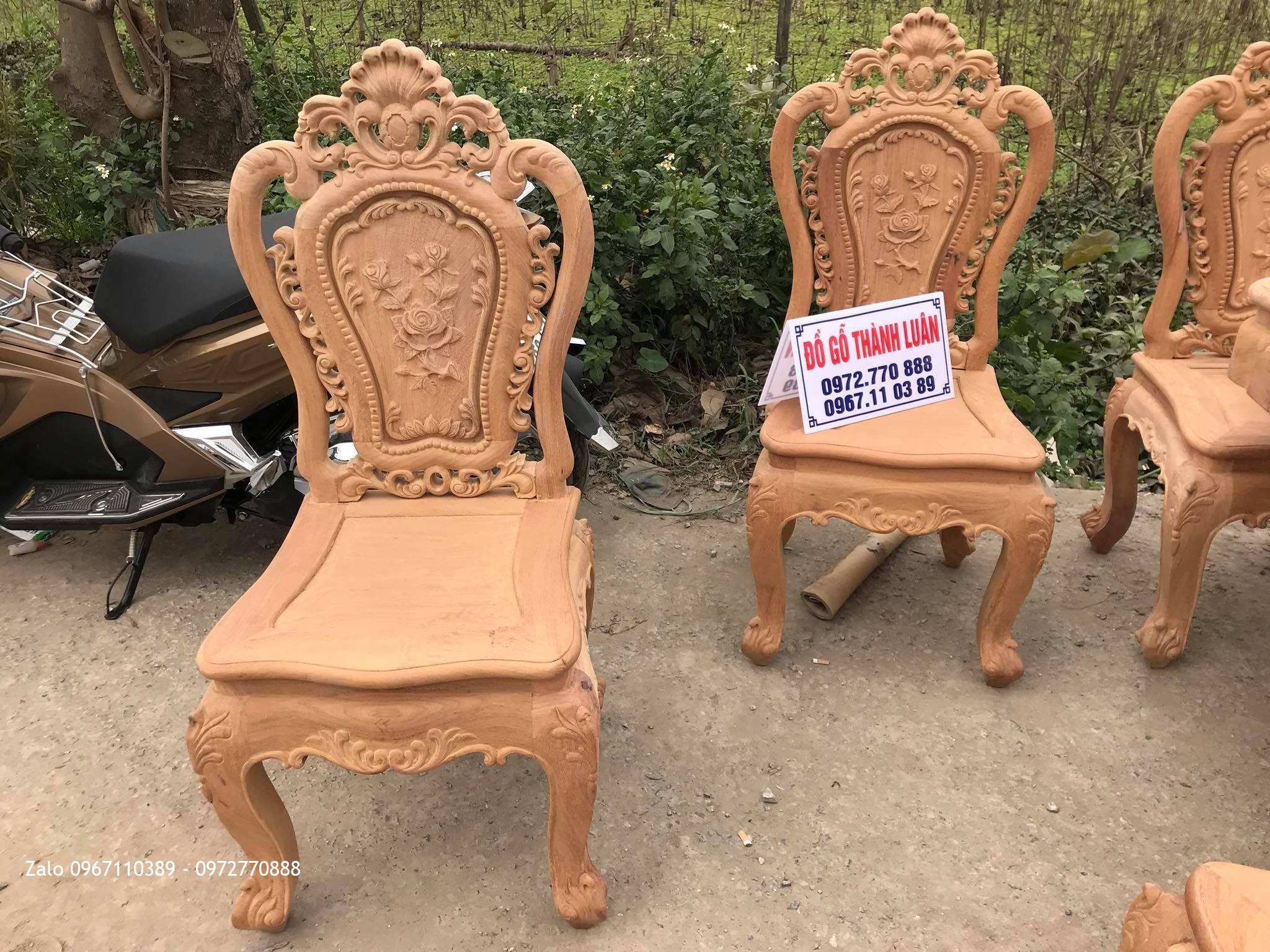 Bộ Bàn Ghế Ăn Mẫu Hoa Lan Tây Gỗ Gõ Đỏ Víp. A Tiến Bà Rịa Vũng Tàu