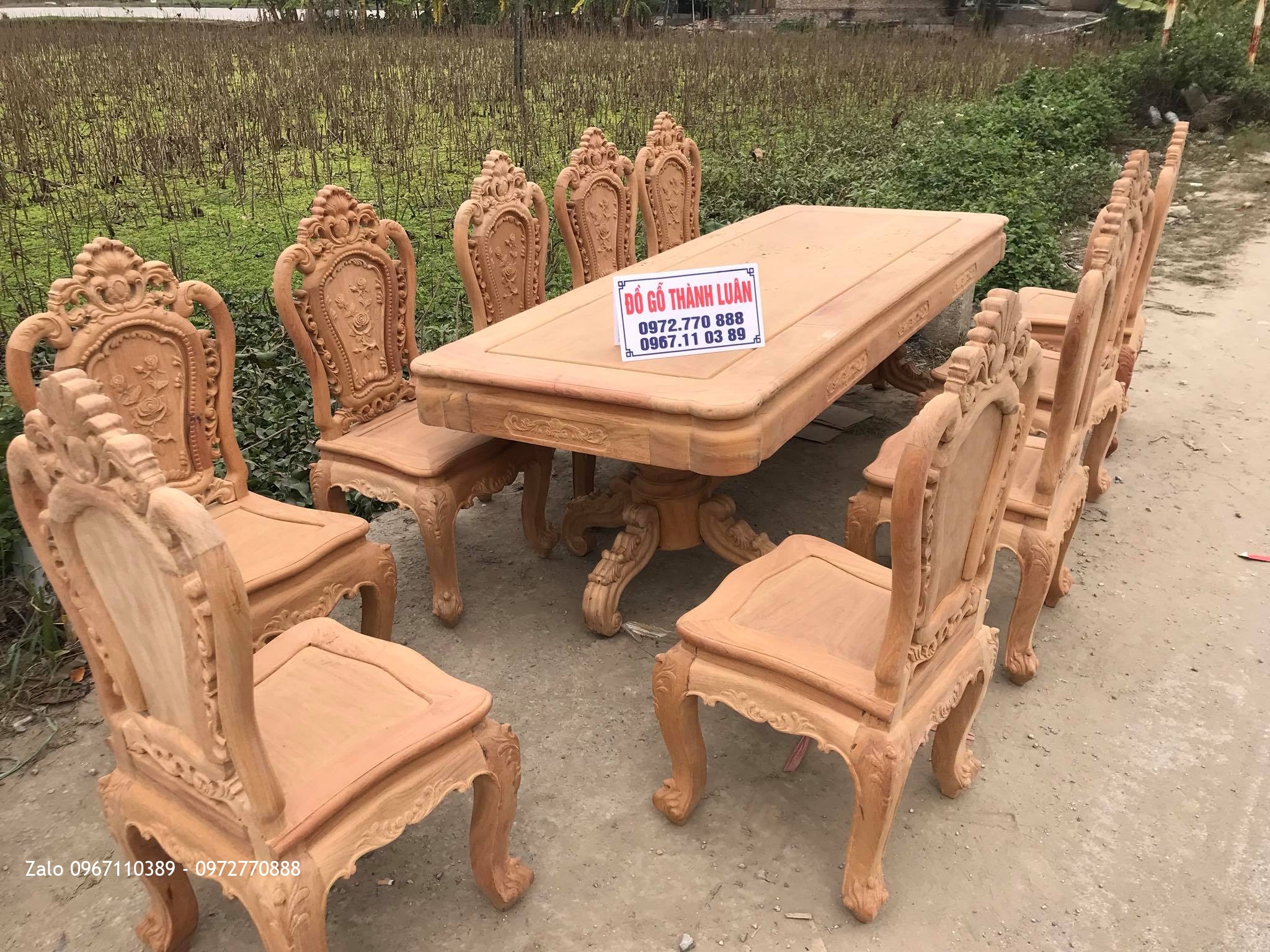 Bộ Bàn Ghế Ăn Mẫu Hoa Lan Tây Gỗ Gõ Đỏ Víp. A Tiến Bà Rịa Vũng Tàu