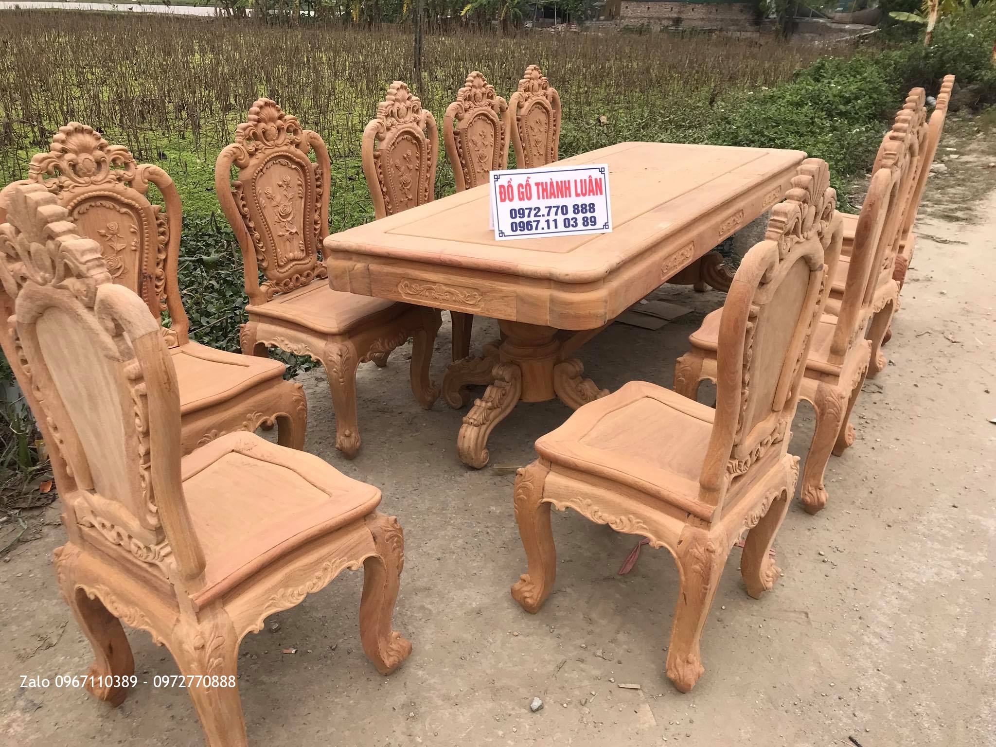 Bộ Bàn Ghế Ăn Mẫu Hoa Lan Tây Gỗ Gõ Đỏ Víp. A Tiến Bà Rịa Vũng Tàu