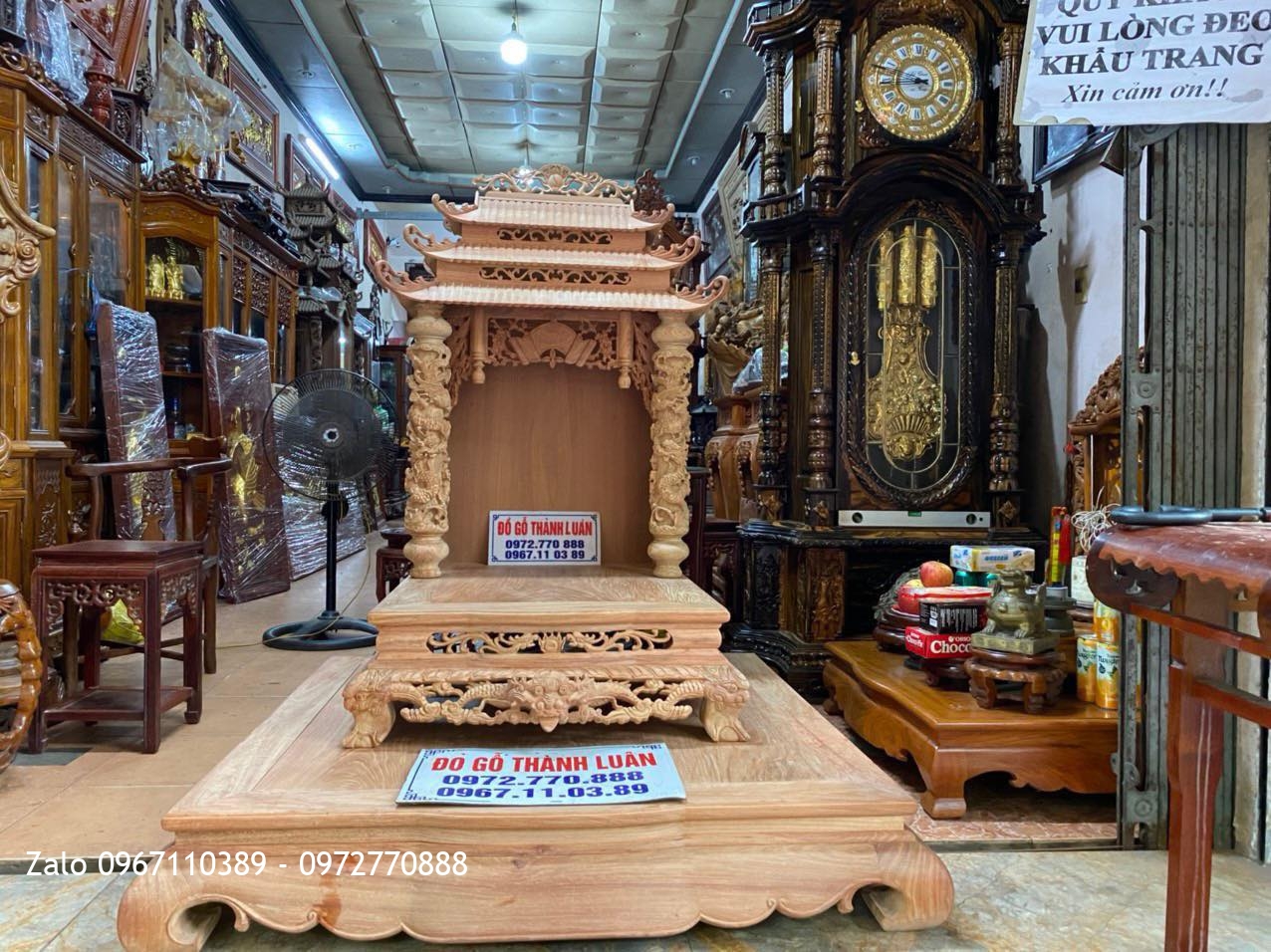 bàn thờ thần tài gỗ hương đỏ Lào đã bàn giao cho khách tại Tp Hồ chí Minh và Tp Hải phòng