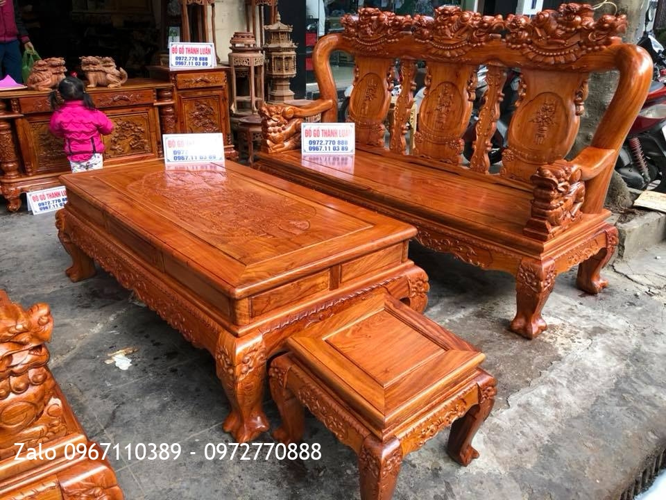 Bộ Ghế Minh Quốc Nghê Và Kệ TiVi Gỗ Hương Đỏ - Khách Hải Phòng