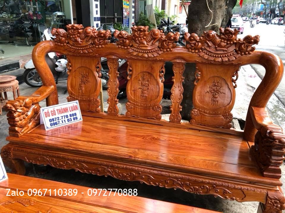 Bộ Ghế Minh Quốc Nghê Và Kệ TiVi Gỗ Hương Đỏ - Khách Hải Phòng