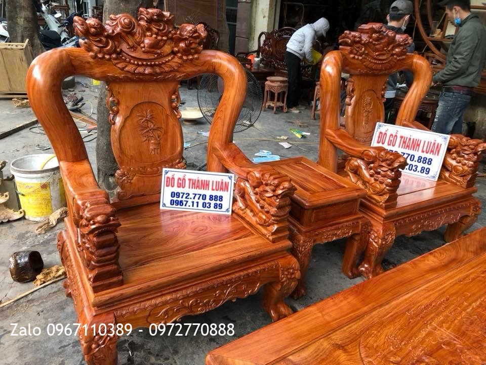 Bộ Ghế Minh Quốc Nghê Và Kệ TiVi Gỗ Hương Đỏ - Khách Hải Phòng