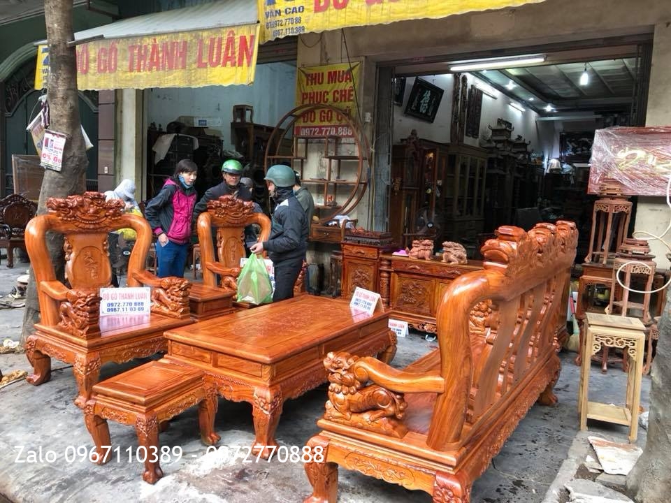 Bộ Ghế Minh Quốc Nghê Và Kệ TiVi Gỗ Hương Đỏ - Khách Hải Phòng