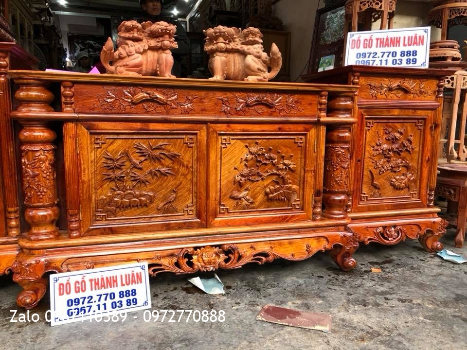 Bộ Ghế Minh Quốc Nghê Và Kệ TiVi Gỗ Hương Đỏ - Khách Hải Phòng,