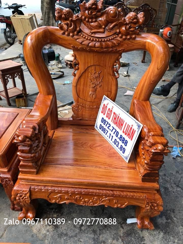 Bộ Ghế Minh Quốc Nghê Và Kệ TiVi Gỗ Hương Đỏ - Khách Hải Phòng,