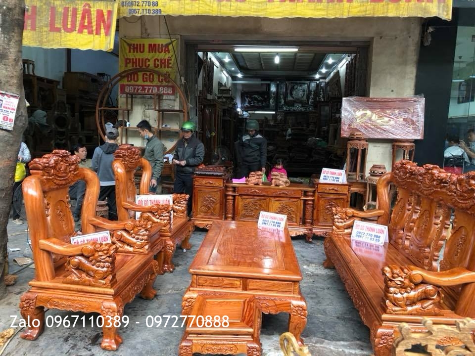 Bộ Ghế Minh Quốc Nghê Và Kệ TiVi Gỗ Hương Đỏ - Khách Hải Phòng