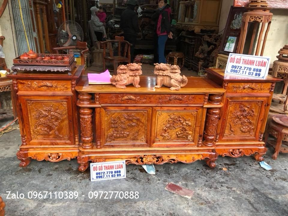 Bộ Ghế Minh Quốc Nghê Và Kệ TiVi Gỗ Hương Đỏ - Khách Hải Phòng: