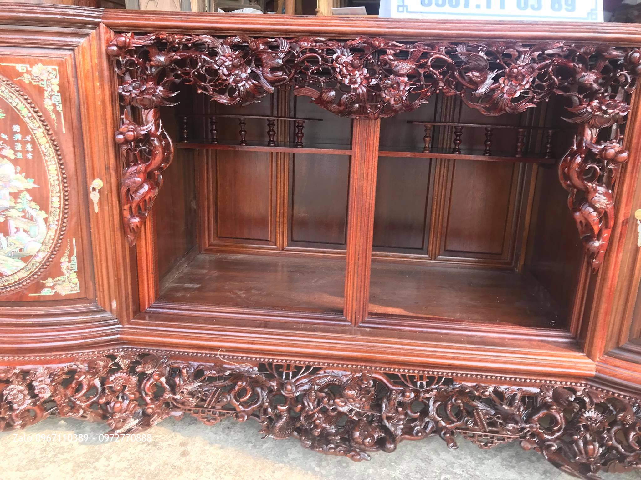 Tủ Chè Gỗ Gụ Cánh Cong Khảm Ốc- Lèo Mai Điểu Vip. Khách Vũng Tàu::