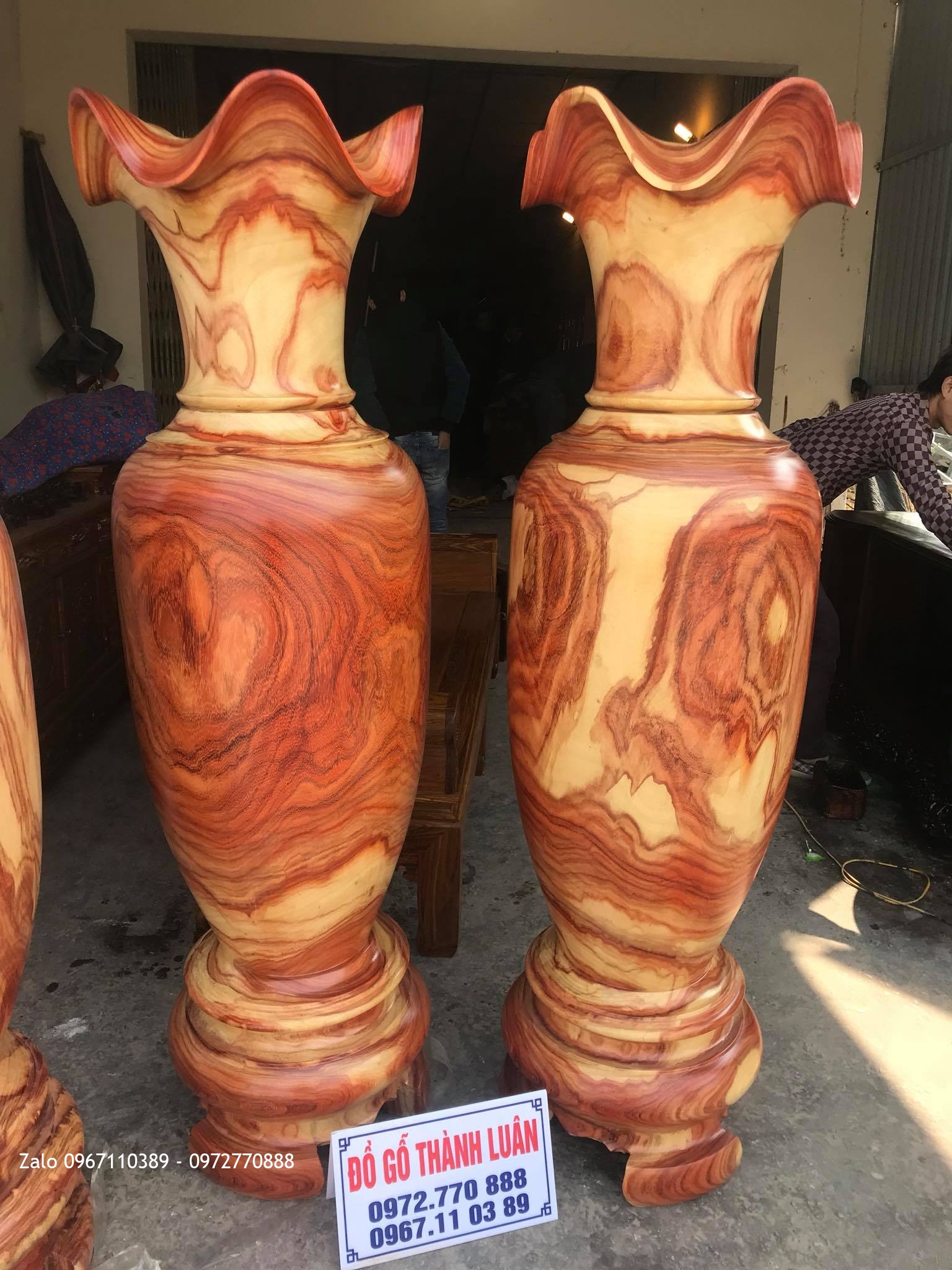 2 Đôi Lọ Lộc Bình Gỗ Hương Chọn Vân VÍP