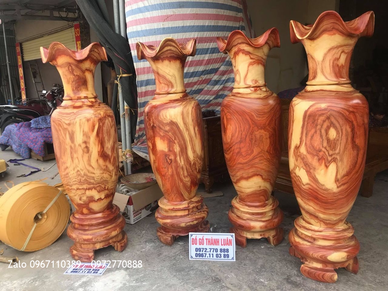 2 Đôi Lọ Lộc Bình Gỗ Hương Chọn Vân VÍP