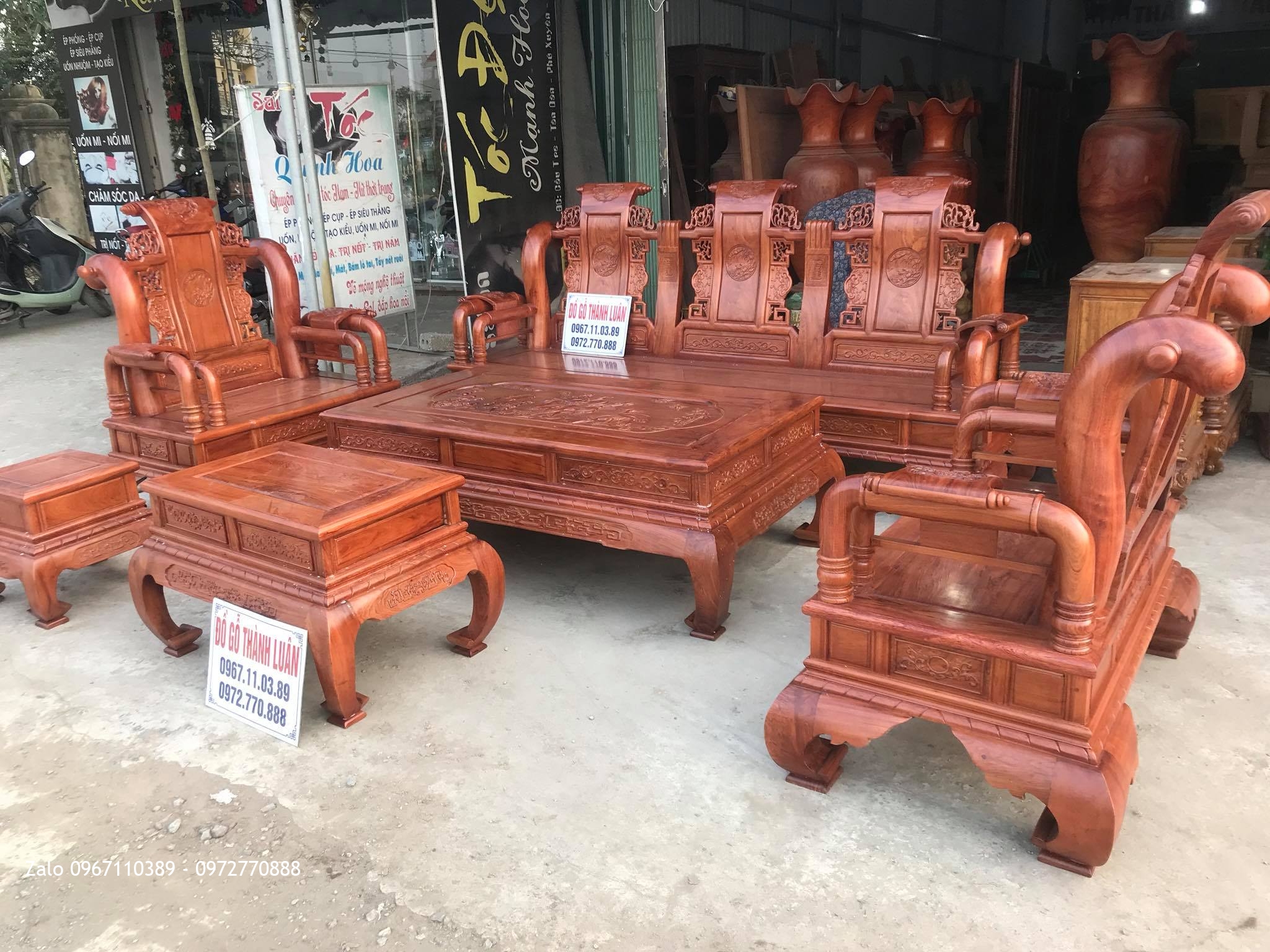 Bộ Bàn Ghế Tần thuỷ Hoàng Gỗ Hương Đá Cột 12, khách TPHCM