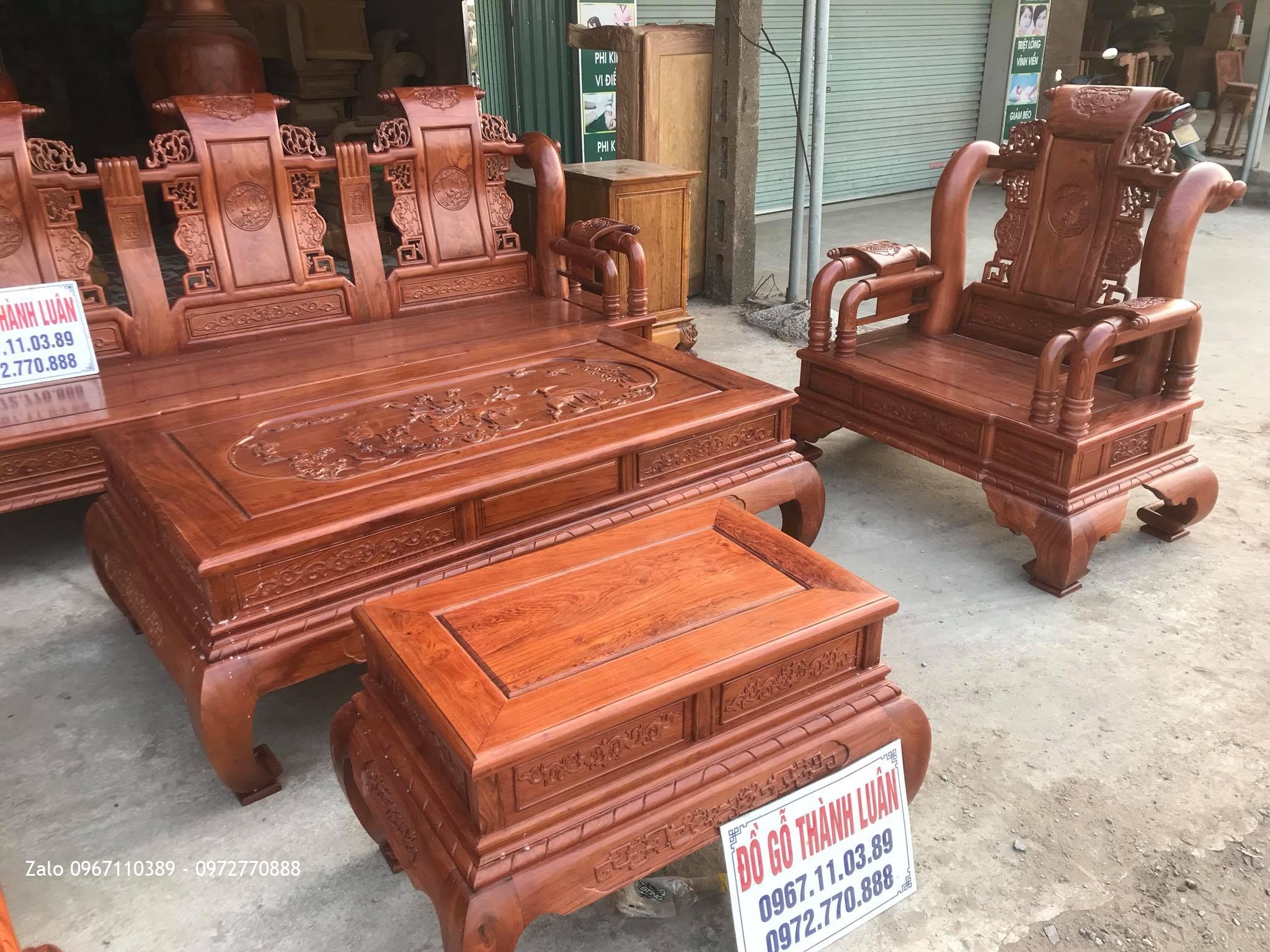 Bộ Bàn Ghế Tần thuỷ Hoàng Gỗ Hương Đá Cột 12, khách TPHCM,