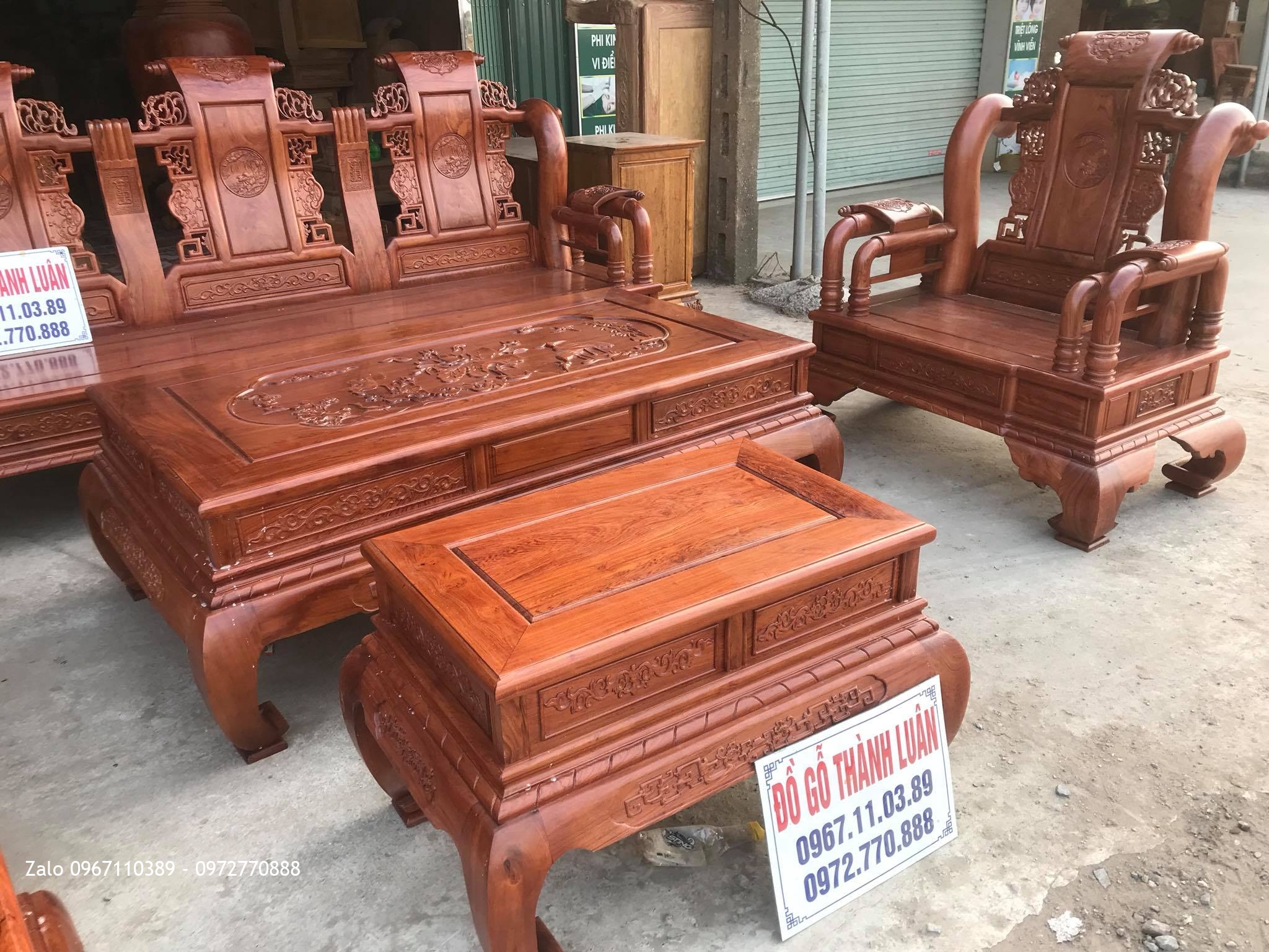 Bộ Bàn Ghế Tần thuỷ Hoàng Gỗ Hương Đá Cột 12, khách TPHCM: