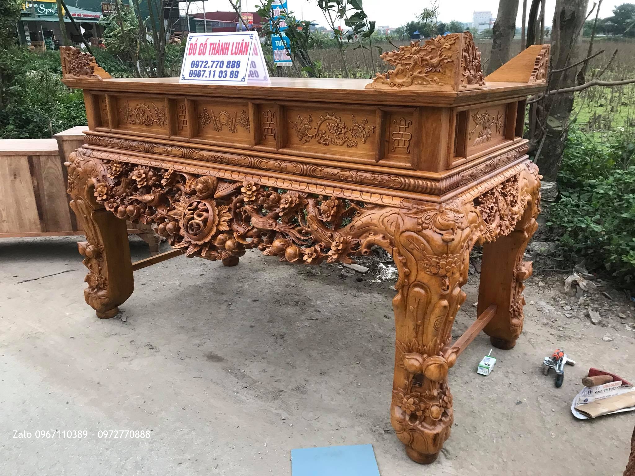 Bộ Ghế Minh Quốc Nghê Gỗ Gụ Ta, Sập Thờ Mai Điểu Gỗ Gụ. C Hoa Bình Thạnh TPHCM.