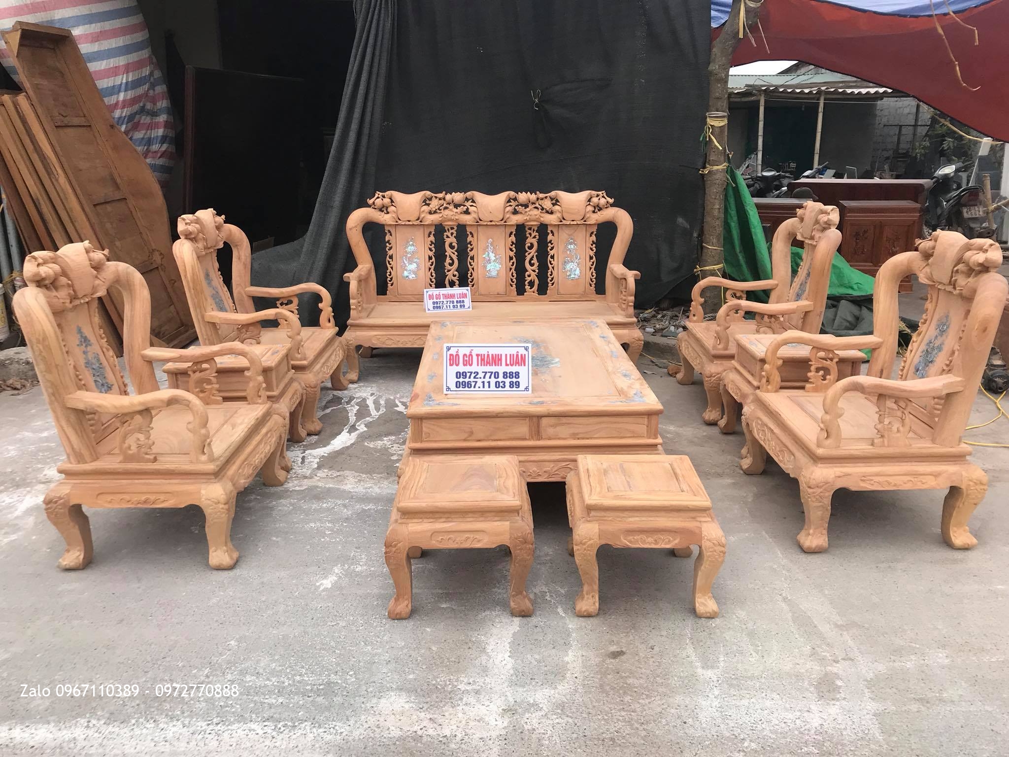 Bộ Bàn Ghế Minh Quốc Đào Gỗ Gõ Đỏ, A Tiến Vũng Tàu.