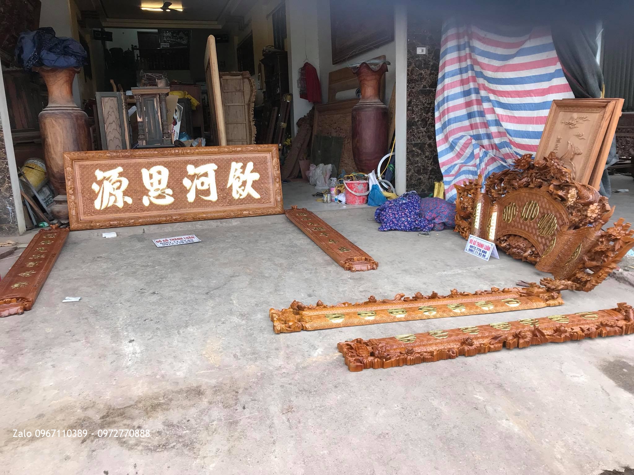 Hoành Phi Câu Đối Và Cuốn Thư Câu Đối Gỗ Gụ, Khách Kinh Môn Hải Dương