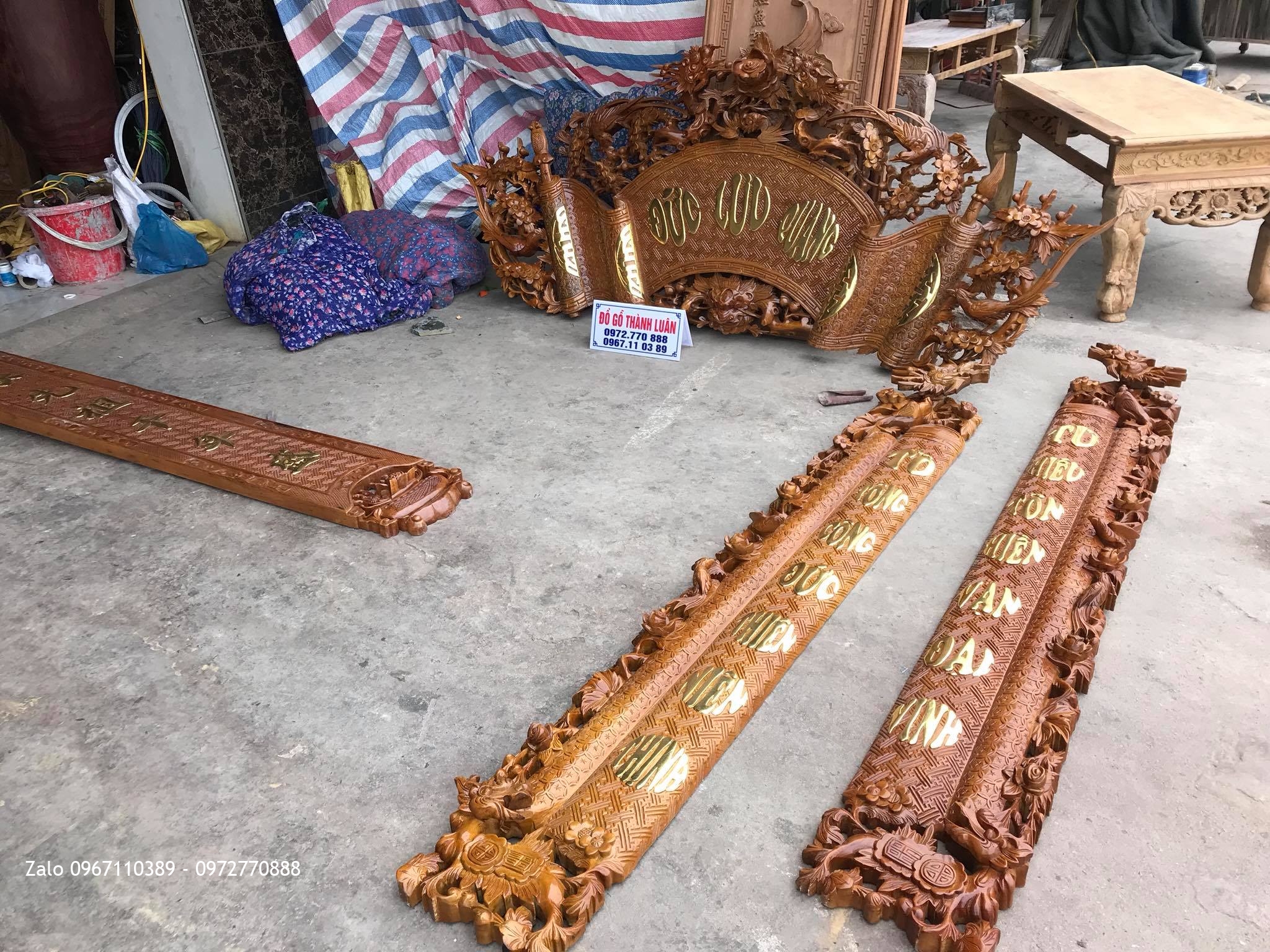 Hoành Phi Câu Đối Và Cuốn Thư Câu Đối Gỗ Gụ, Khách Kinh Môn Hải Dương