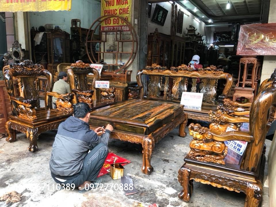 Tủ Kệ TiVi, Bộ Minh Quốc Nghê Gỗ Mun, A Tuấn Anh Quảng Ninh