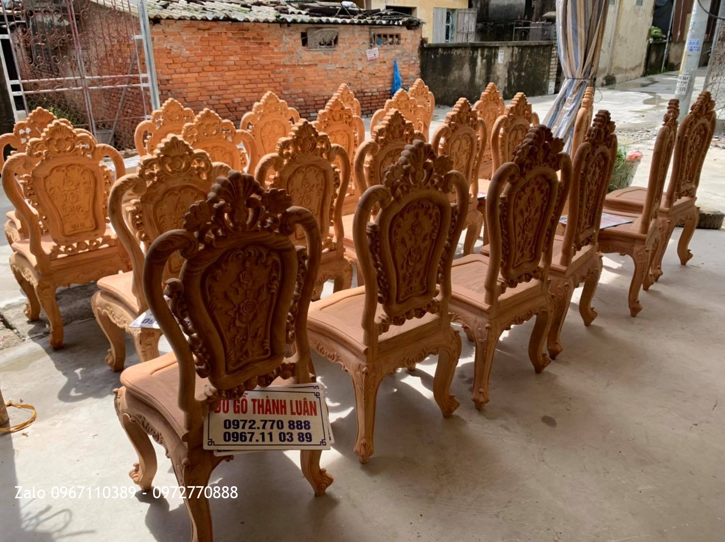Lô Ghế Ăn Mẫu Hoa Lan Tây Gỗ Hương Và Gỗ Gõ Đỏ Siêu Víp