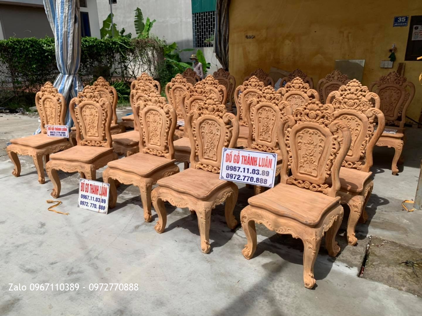 Lô Ghế Ăn Mẫu Hoa Lan Tây Gỗ Hương Và Gỗ Gõ Đỏ Siêu Víp