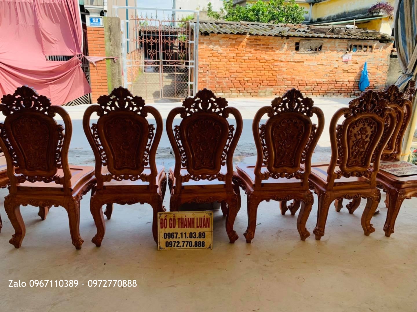 Lô Ghế Ăn Mẫu Hoa Lan Tây Gỗ Hương Và Gỗ Gõ Đỏ Siêu Víp: