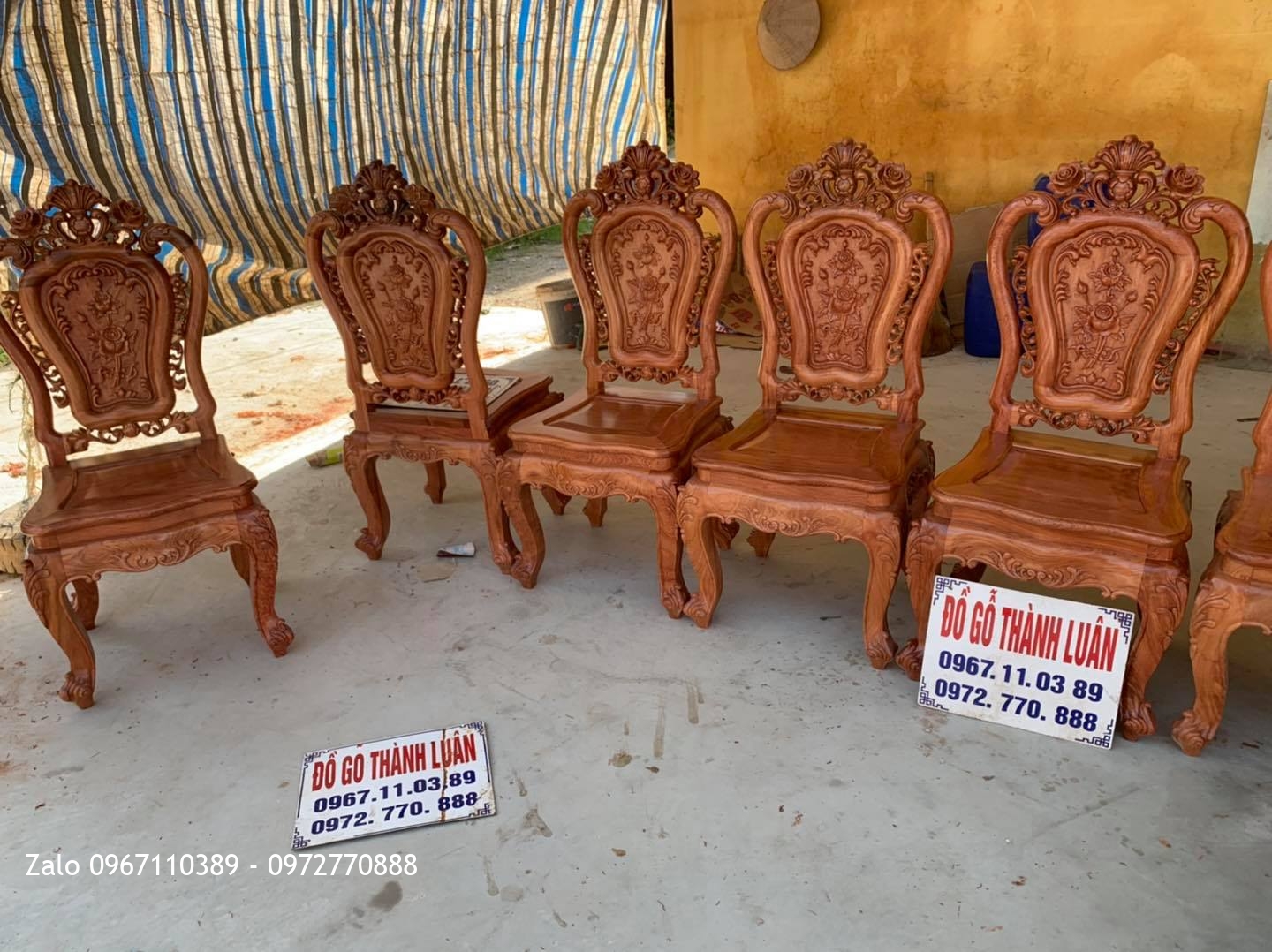 Lô Ghế Ăn Mẫu Hoa Lan Tây Gỗ Hương Và Gỗ Gõ Đỏ Siêu Víp: