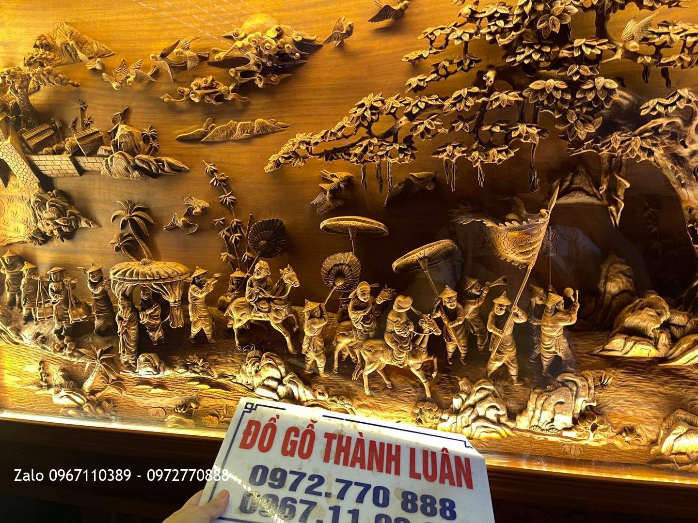 Bức Tranh Vinh Quy Bái Tổ Gỗ Gõ Đỏ Siêu Víp,.