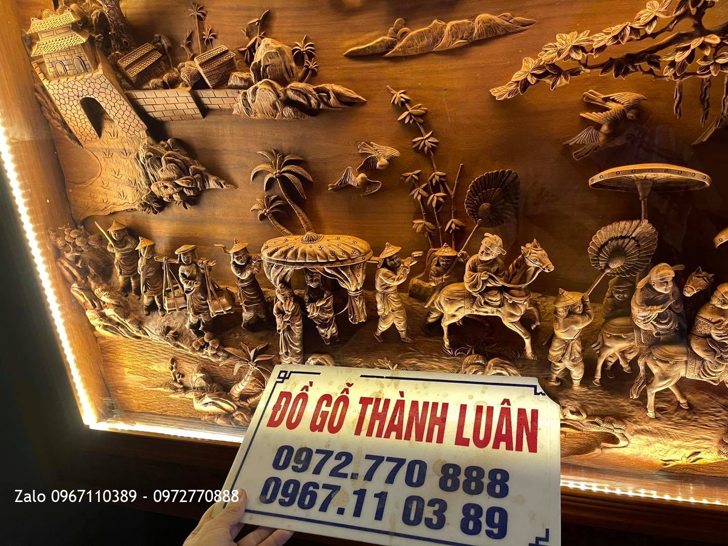 Bức Tranh Vinh Quy Bái Tổ Gỗ Gõ Đỏ Siêu Víp: