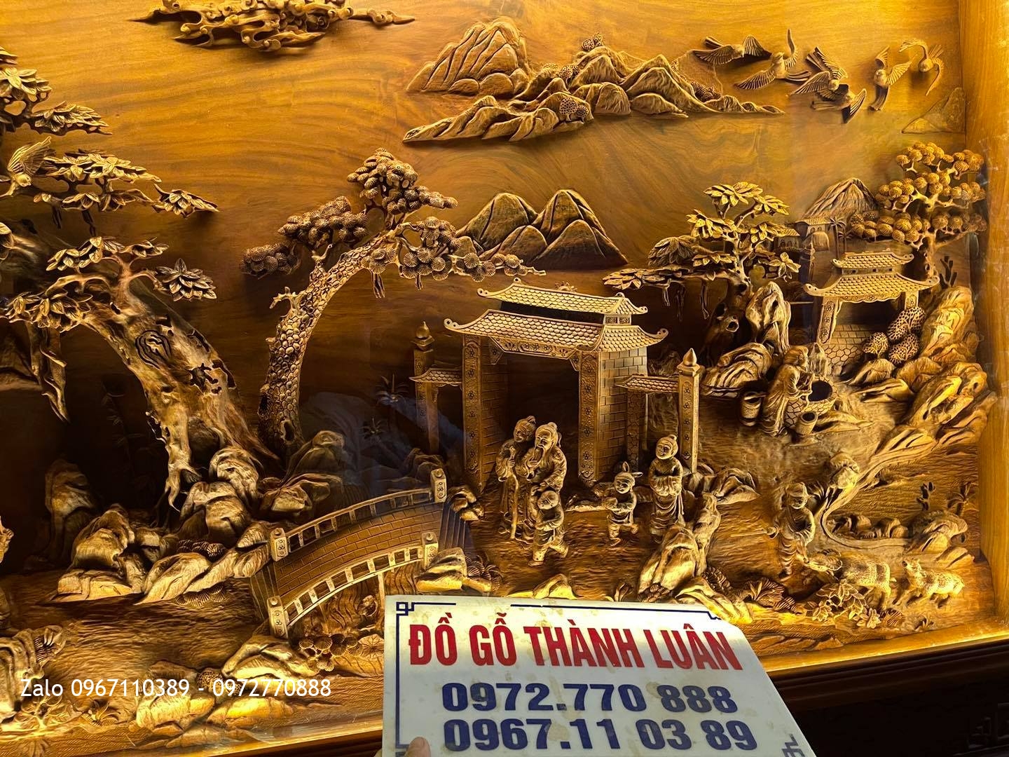 Bức Tranh Vinh Quy Bái Tổ Gỗ Gõ Đỏ Siêu Víp: