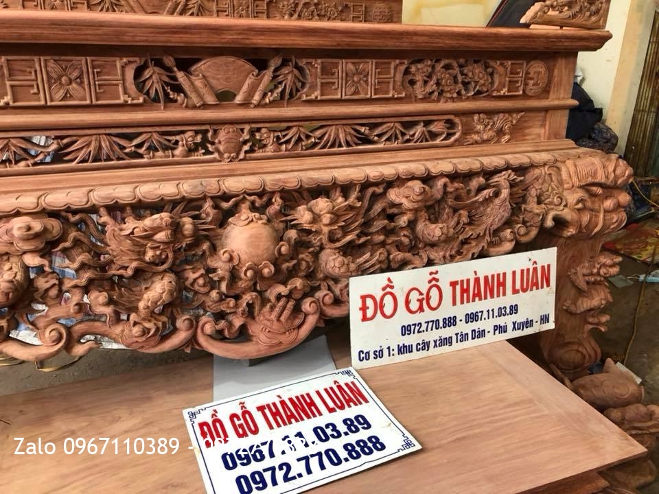 Sập Thờ Tam Cấp Gỗ Cẩm Lai Đục Tứ Linh. A Nhật Cần Thơ.