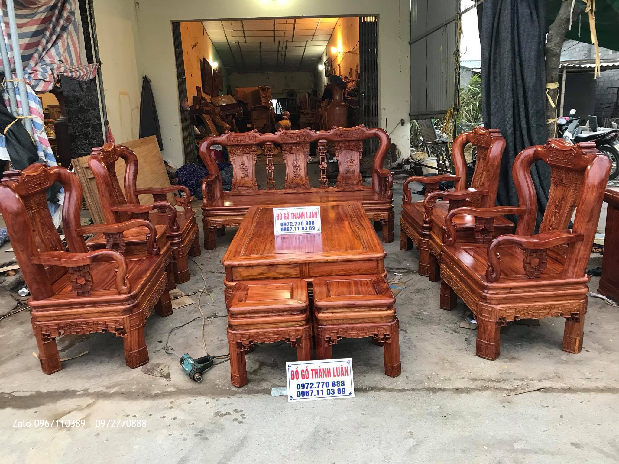 Bộ Ghế Minh Quốc Triện Gỗ Cẩm Lai,Kệ Tivi Gỗ Cẩm Lai. Bác Thu Cầu Giấy HN,