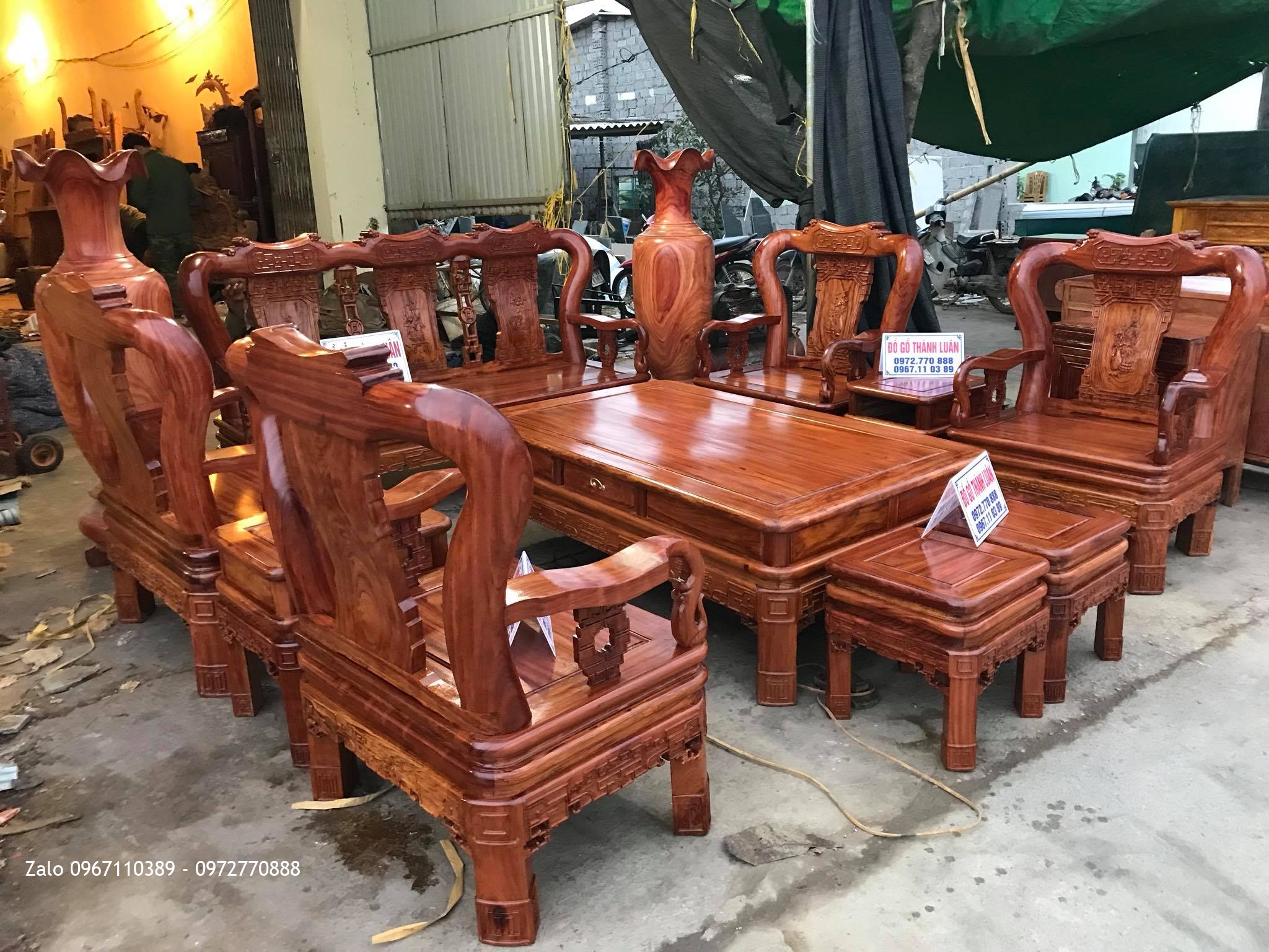 Bộ Ghế Minh Quốc Triện Gỗ Cẩm Lai,Kệ Tivi Gỗ Cẩm Lai. Bác Thu Cầu Giấy HN.